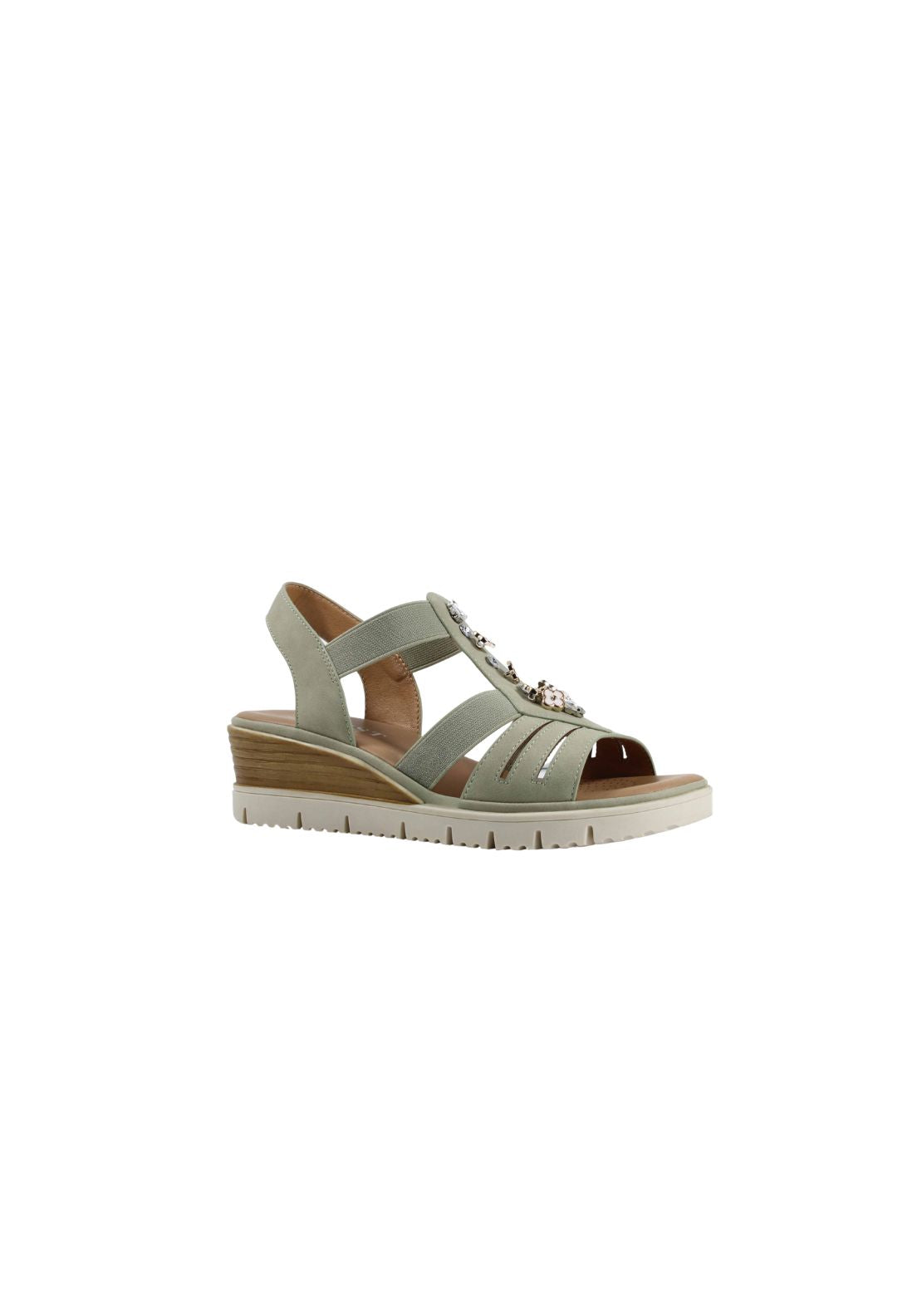 Susst Low Wedge Flower Trim Sandal - Green 1 Shaws Department Stores