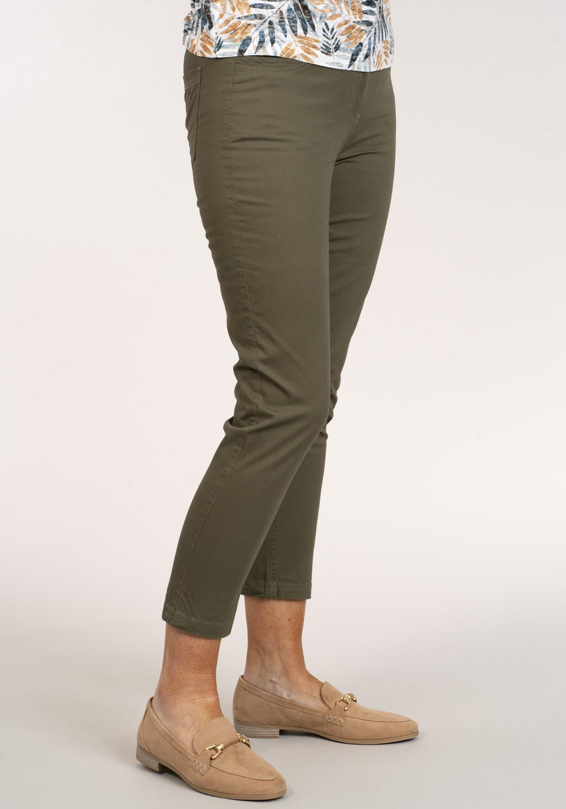 Tea Lane Cotton Chino Ankle Grazer - Green 4 Shaws Department Stores