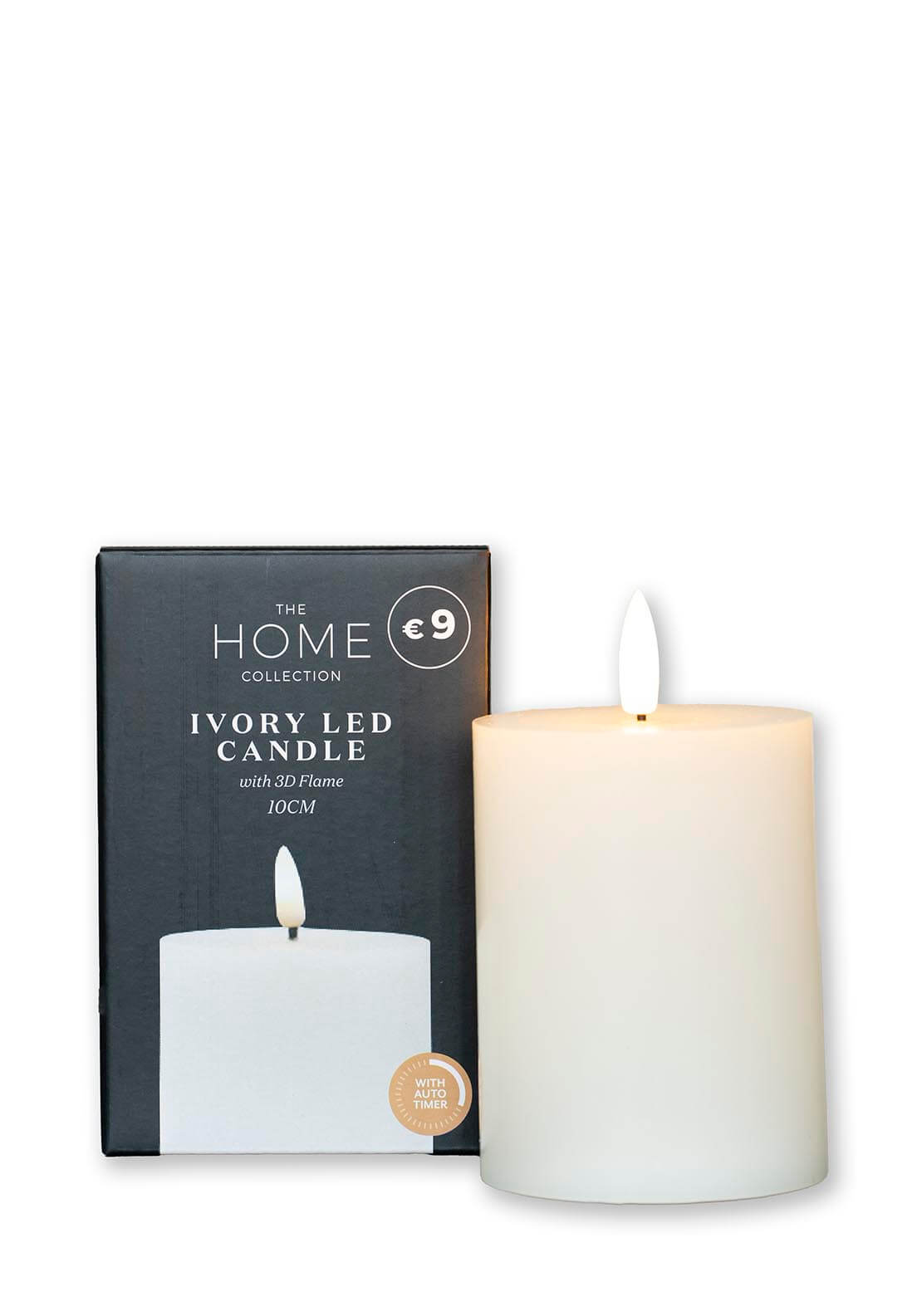 The Home Collection 3D-Flame LED Candle 10cm With 6 Hour Timer - Ivory 1 Shaws Department Stores