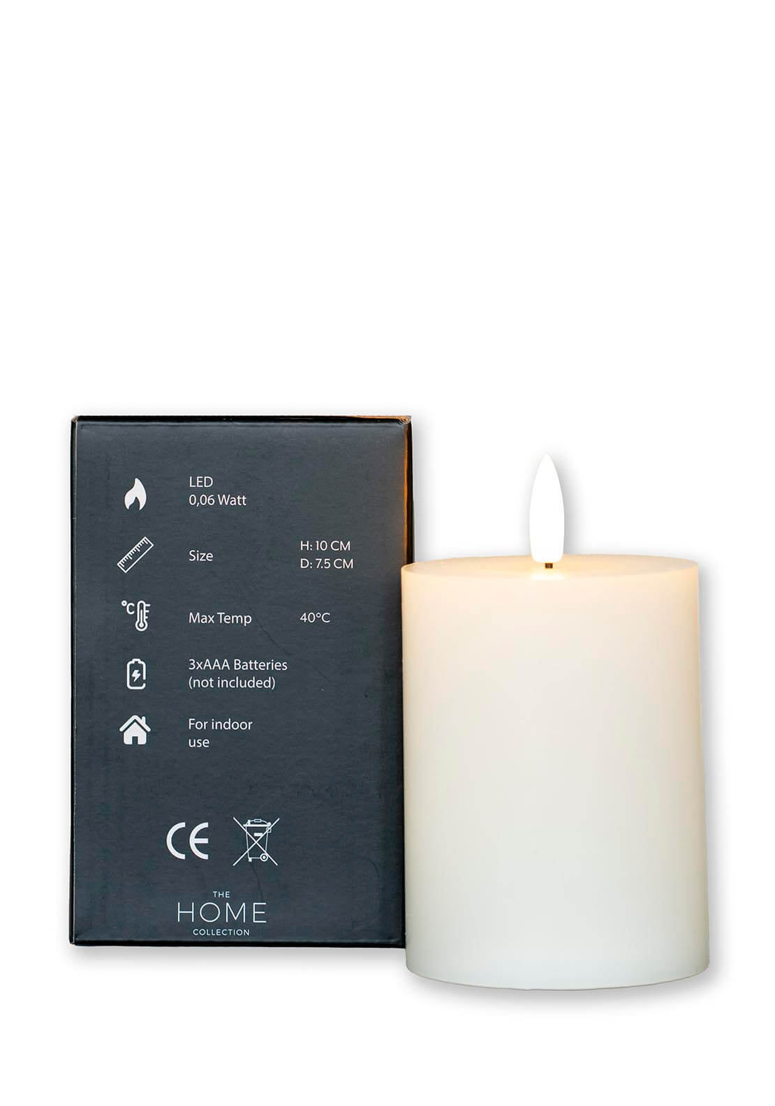 The Home Collection 3D-Flame LED Candle 10cm With 6 Hour Timer - Ivory 2 Shaws Department Stores