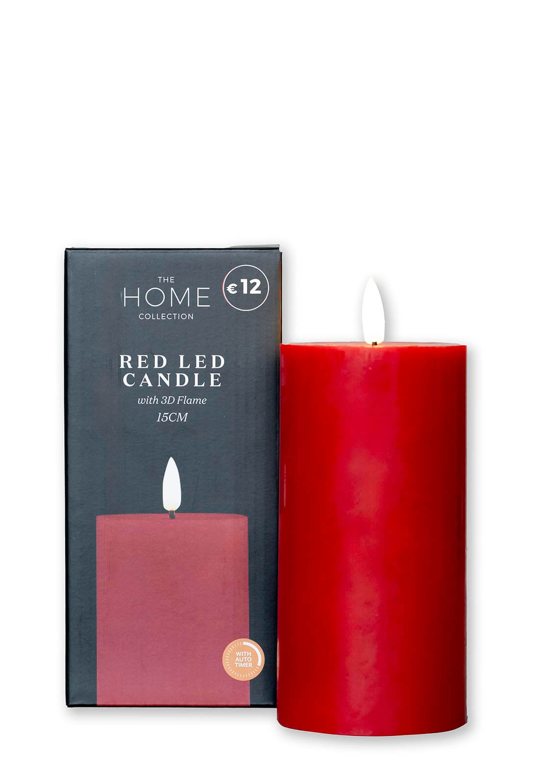 The Home Collection 3D-Flame LED Candle 15cm With 6 Hour Timer - Red 1 Shaws Department Stores