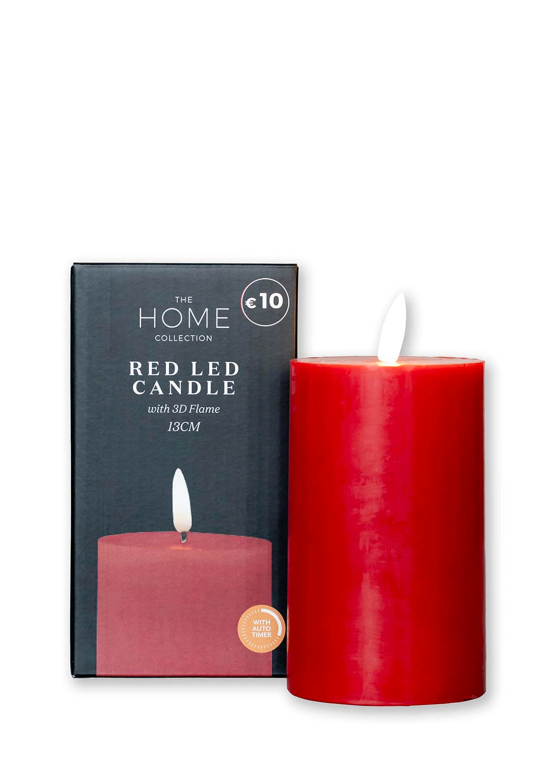 The Home Collection 3D-Flame LED Candle 13cm With 6 Hour Timer - Red 1 Shaws Department Stores