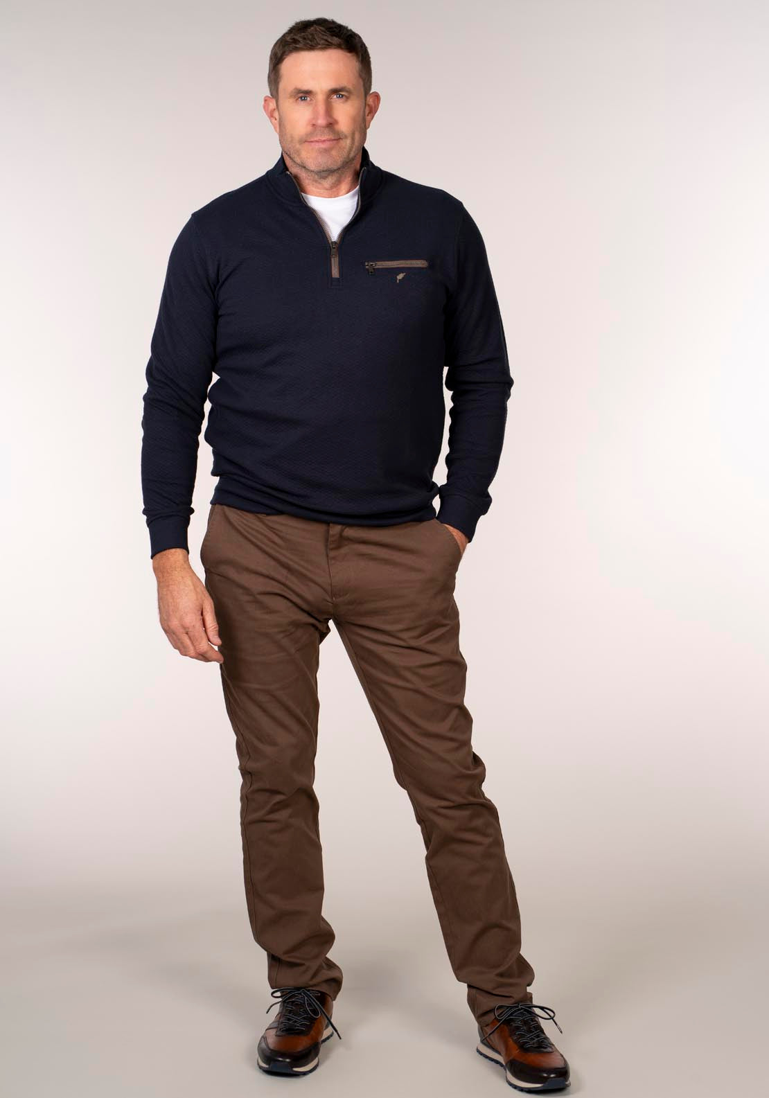Yeats 1/4 Zip Sweatshirt - Blue 5 Shaws Department Stores
