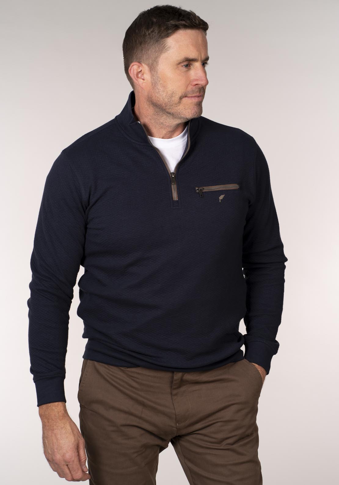 Yeats 1/4 Zip Sweatshirt - Blue 1 Shaws Department Stores