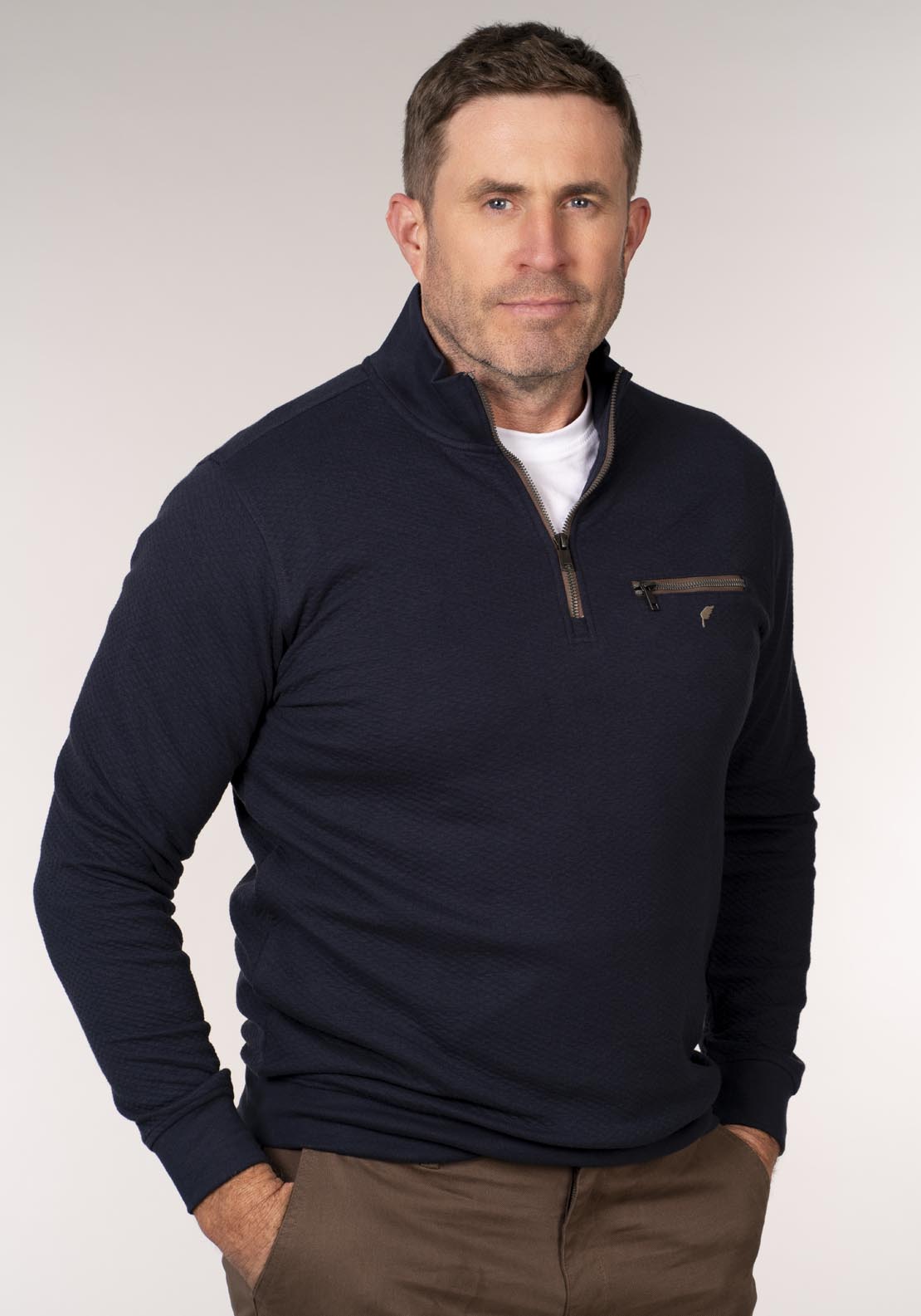 Yeats 1/4 Zip Sweatshirt - Blue 4 Shaws Department Stores