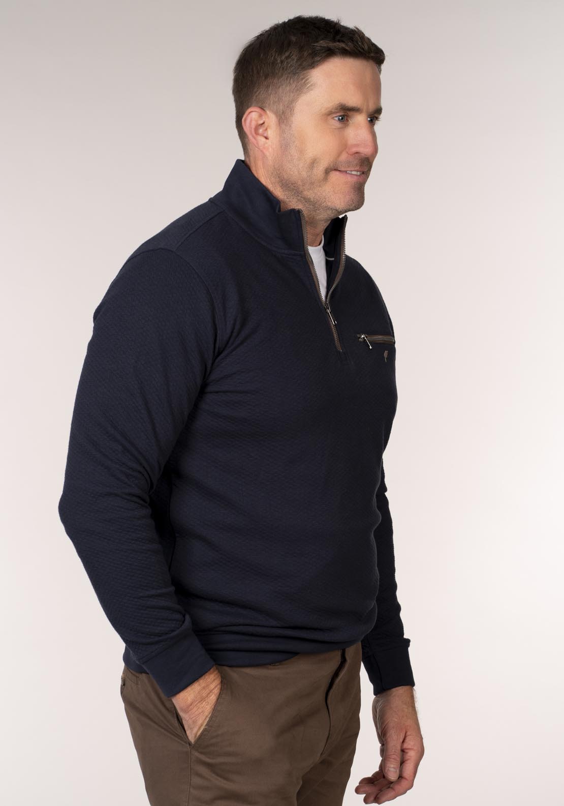 Yeats 1/4 Zip Sweatshirt - Blue 3 Shaws Department Stores