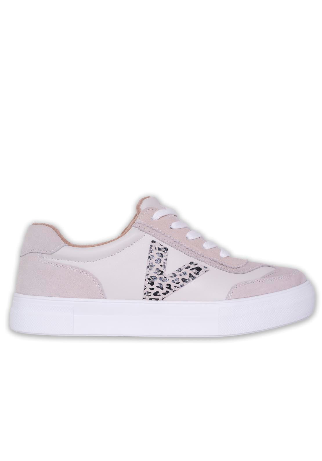 Drilleys Leather Upper V Trainer - Leopard Cheetah 1 Shaws Department Stores