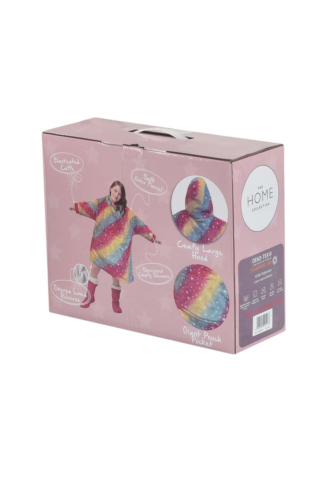 The Home Collection Rainbow Printed Flannel Hoodie Blanket 4 Shaws Department Stores