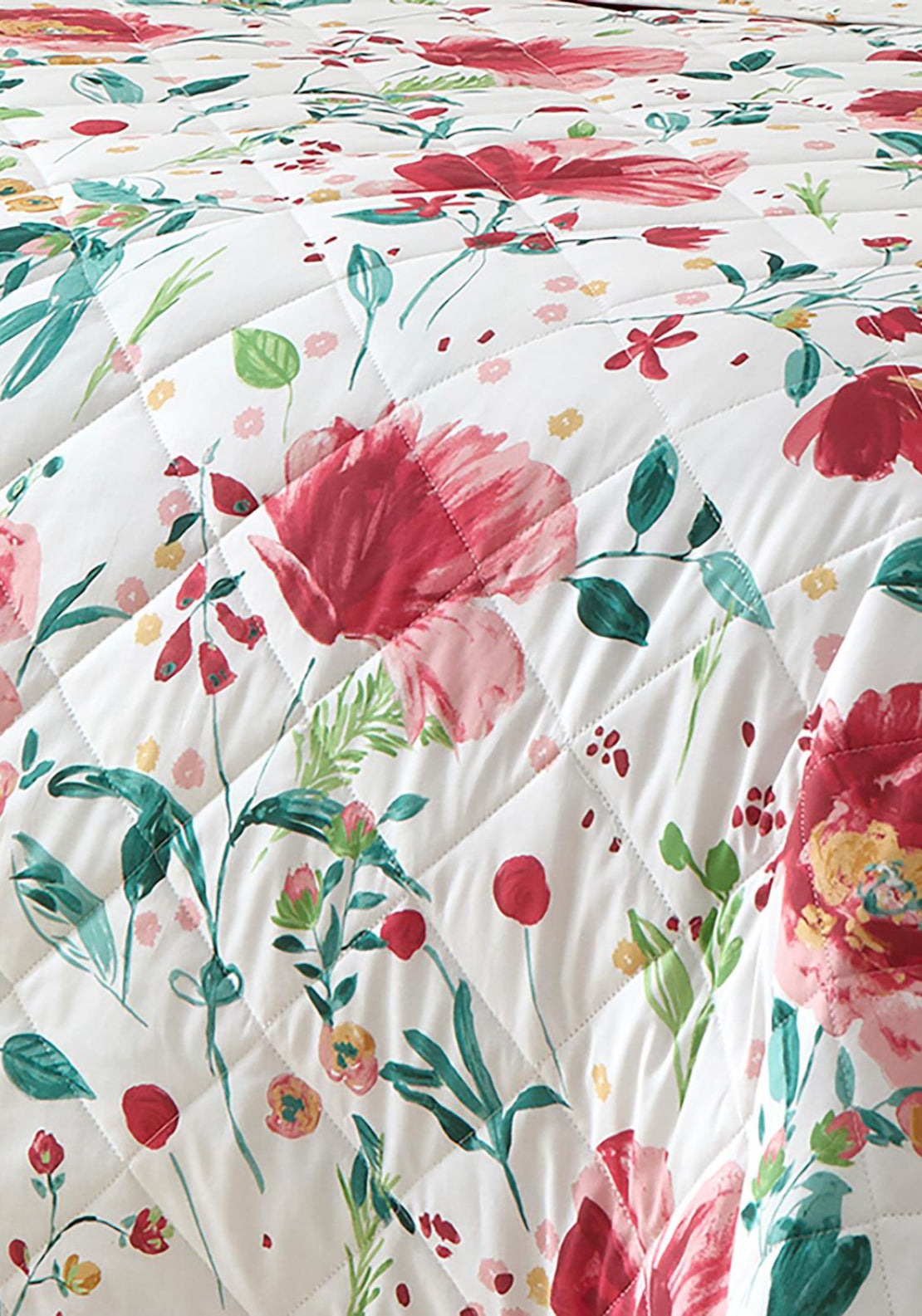 The Home Collection 100% Cotton Poppy Print Bedspread 230cm x 220cm - Red 2 Shaws Department Stores
