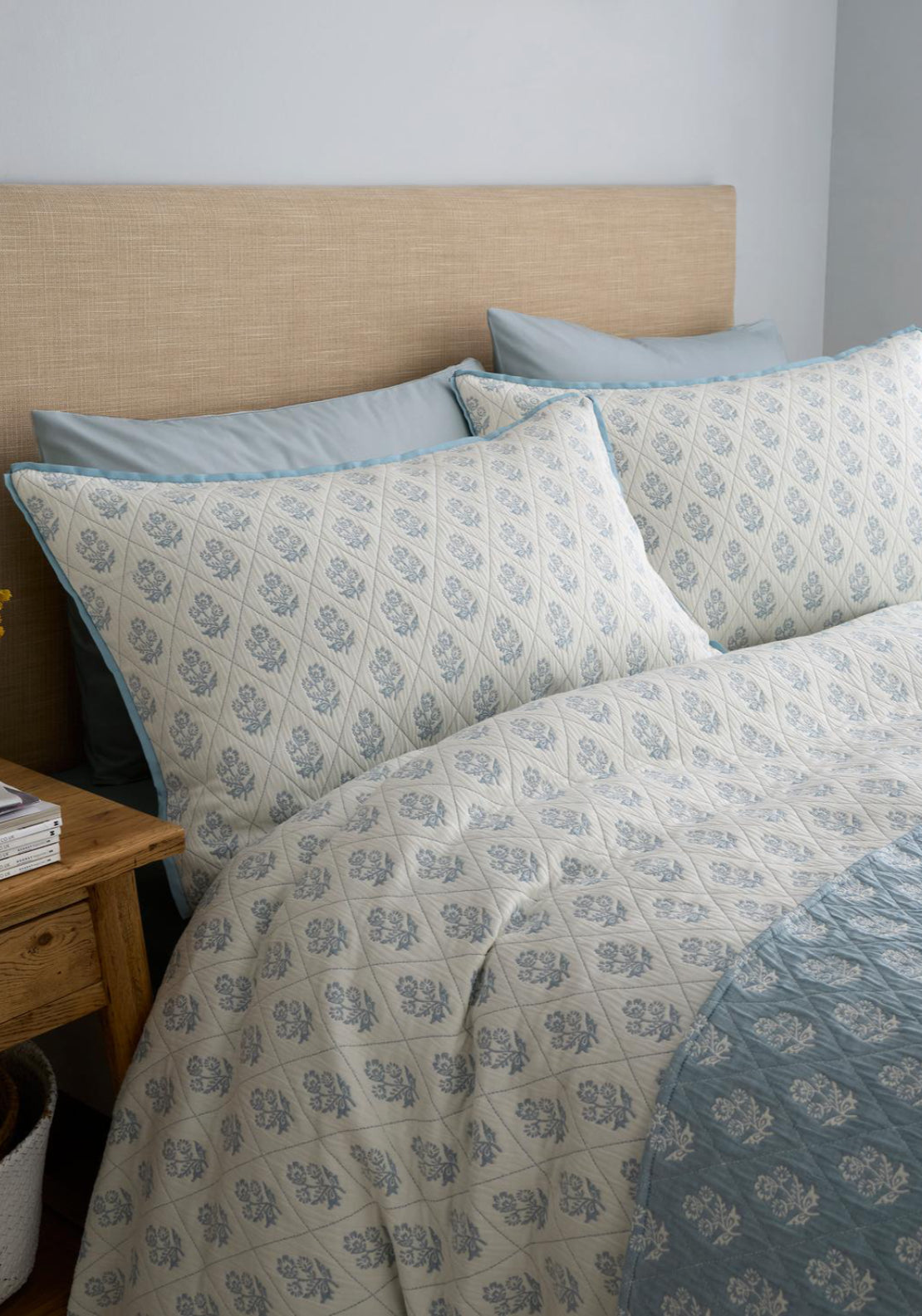Block Floral Duvet Cover Set - Blue