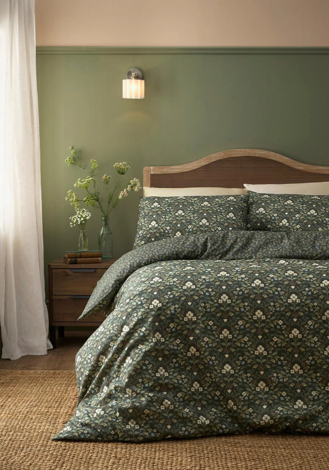 Harriet Floral Duvet Cover Set - Green