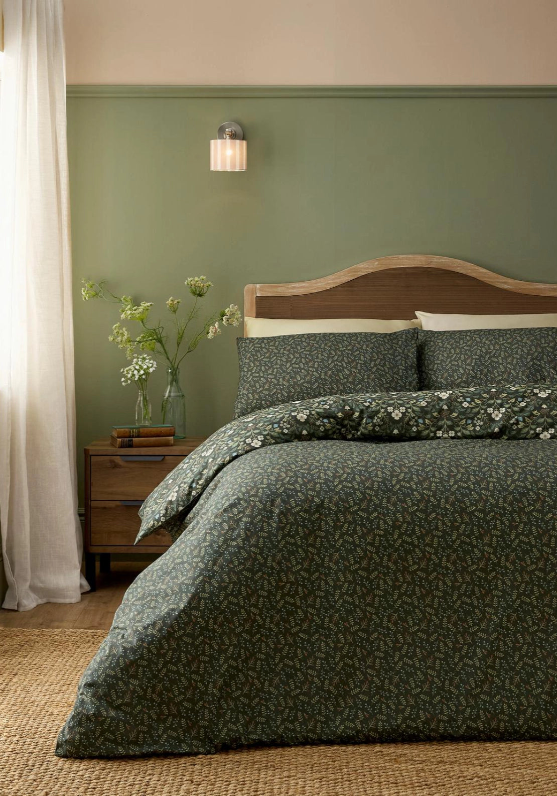 Harriet Floral Duvet Cover Set - Green