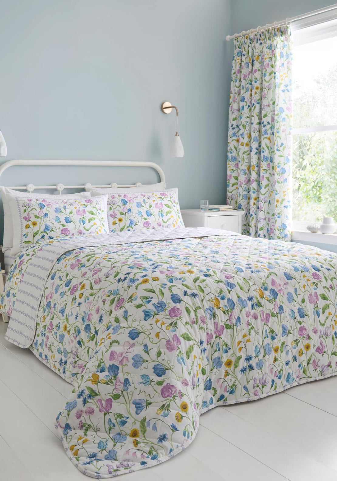 The Home Luxury Collection 100% Cotton Botanics Bedspread 230cm x 220cm - Purple 1 Shaws Department Stores