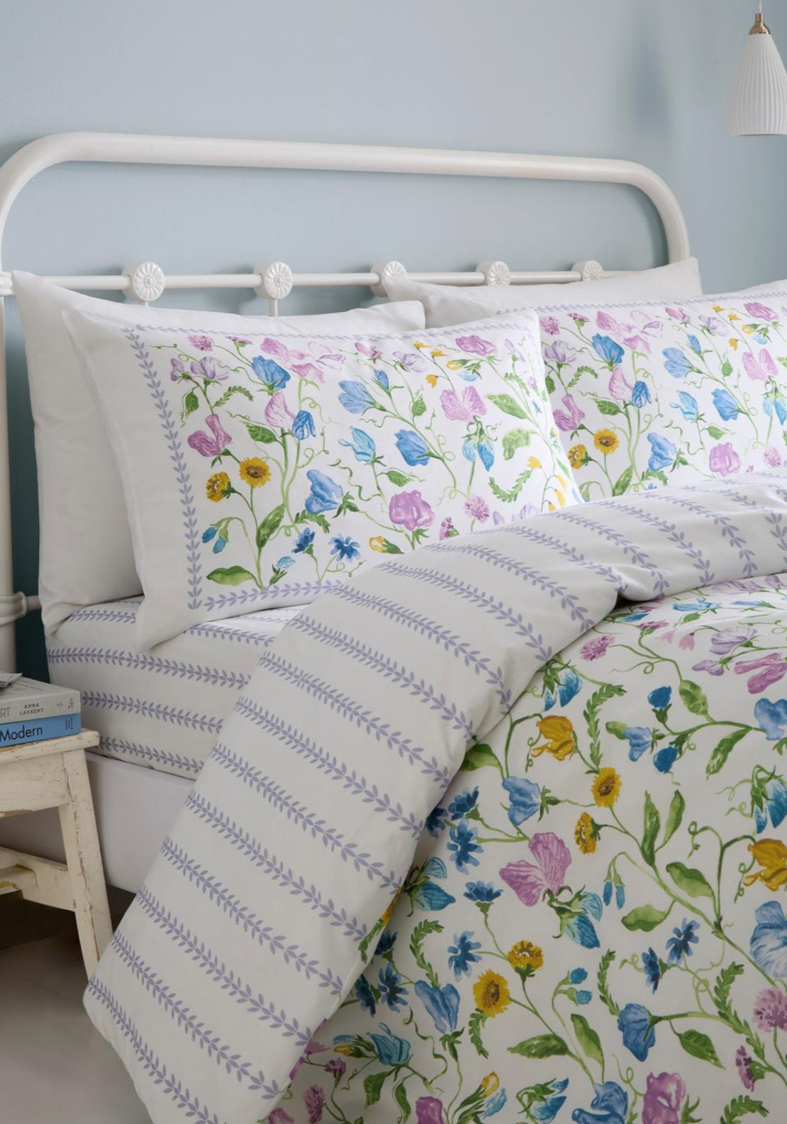 The Home Luxury Collection 100% Cotton Botanics Duvet Cover Set - Purple 1 Shaws Department Stores