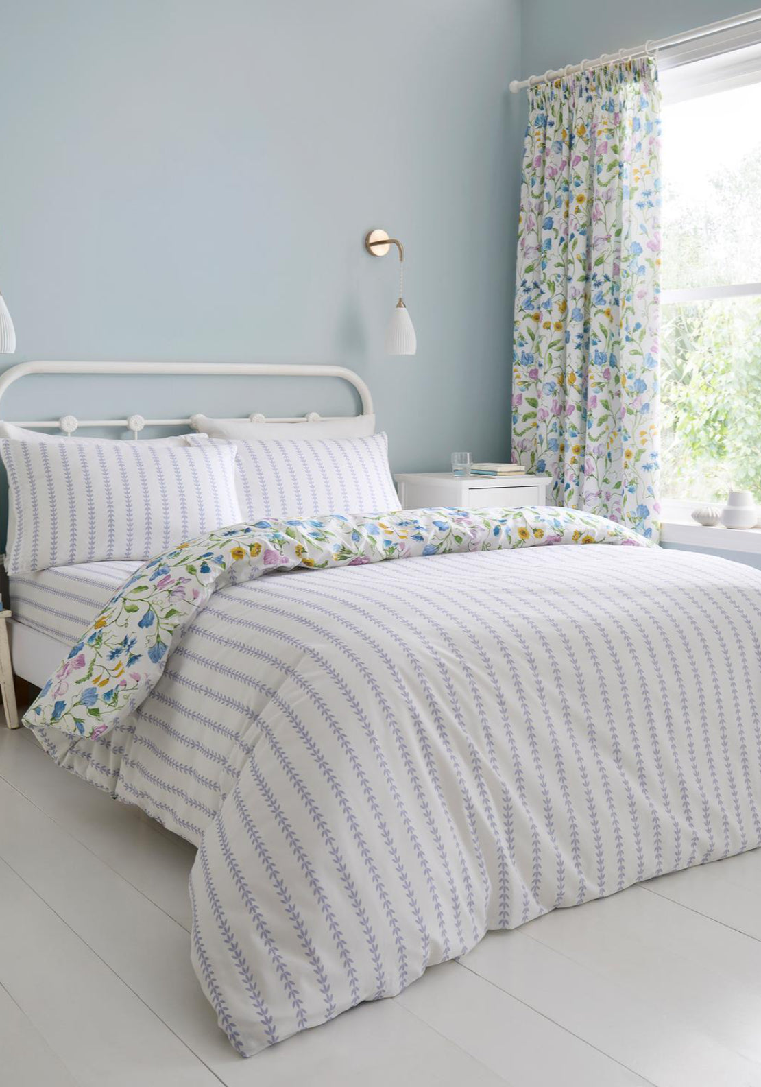 The Home Luxury Collection 100% Cotton Botanics Duvet Cover Set - Purple 3 Shaws Department Stores