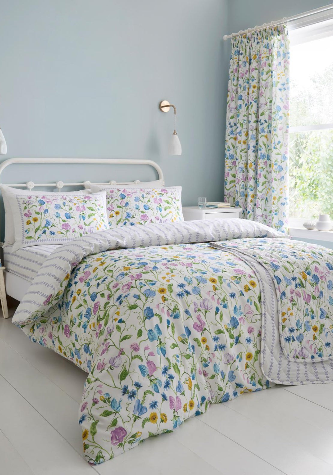 The Home Luxury Collection 100% Cotton Botanics Duvet Cover Set - Purple 6 Shaws Department Stores