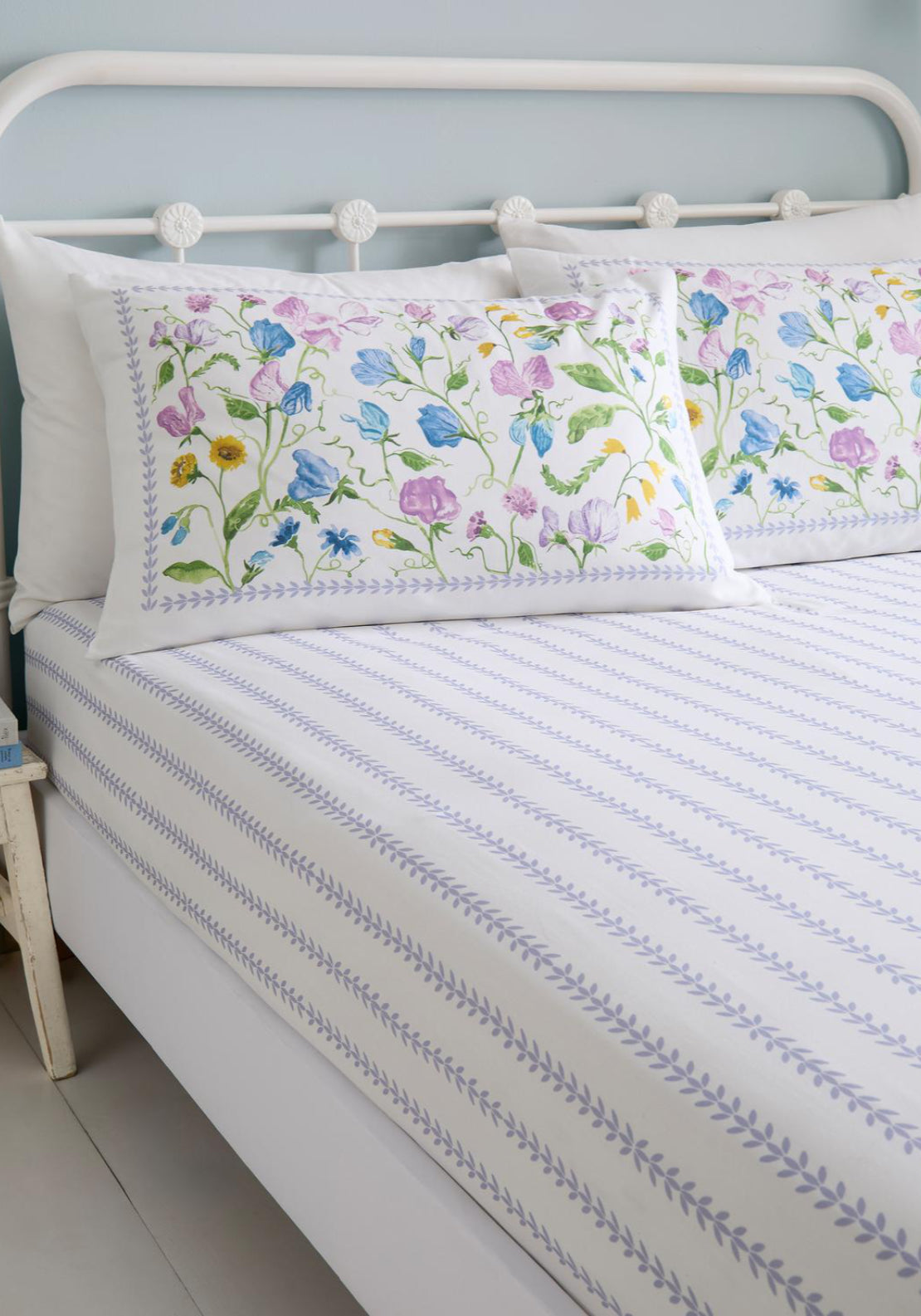 The Home Luxury Collection 100% Cotton Botanics Duvet Cover Set - Purple 4 Shaws Department Stores