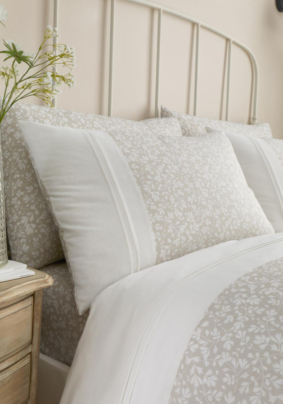 The Home Collection Deco Leaf Duvet Cover Set - Natural 1 Shaws Department Stores