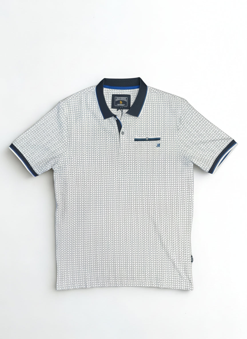 Mineral Danny Aop Polo - Ecru/navy 3 Shaws Department Stores