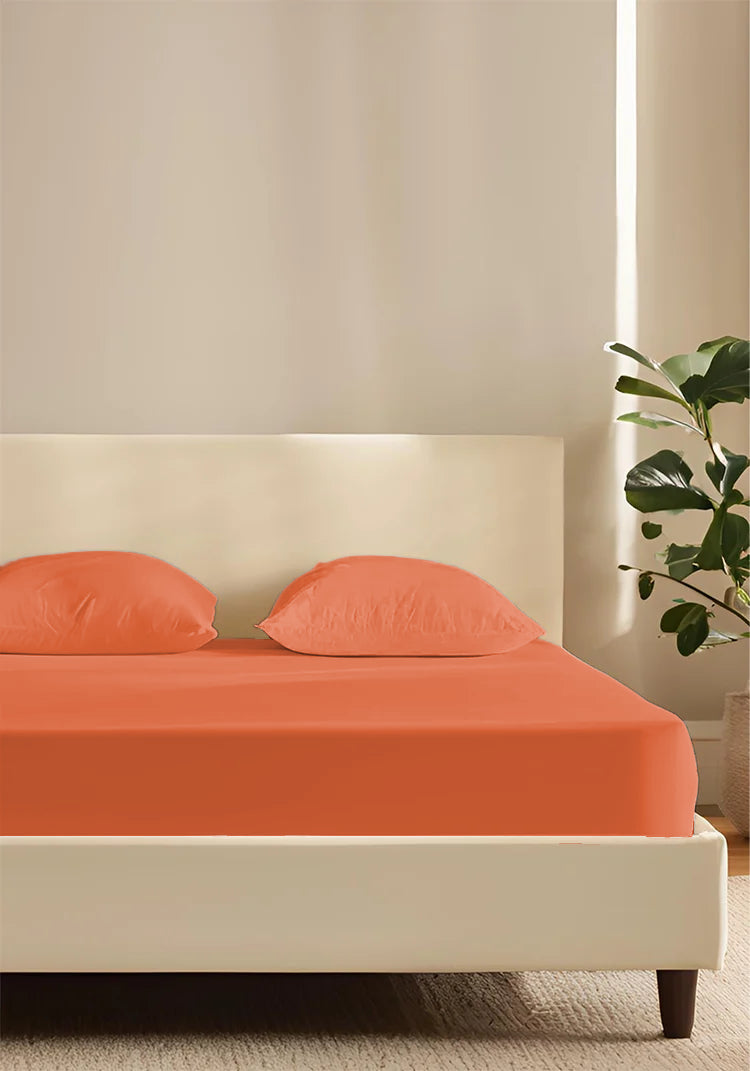 The Home Collection 300 TC Deep Fitted Sheet 35cm - Teracotta 1 Shaws Department Stores