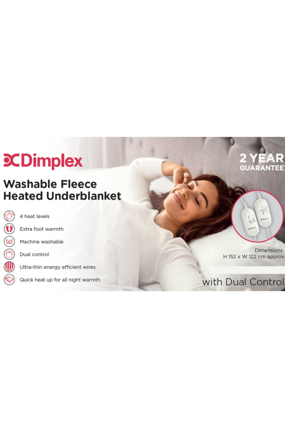 Dimplex Fleece Dual Underblanket - White 1 Shaws Department Stores