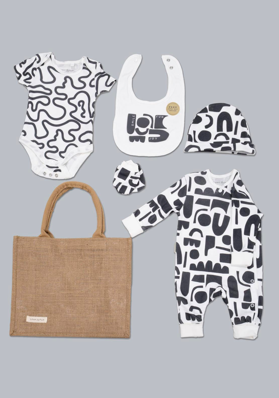 Jainco Homegrown 5 Piece 100% Cotton Layette Set - Black 1 Shaws Department Stores
