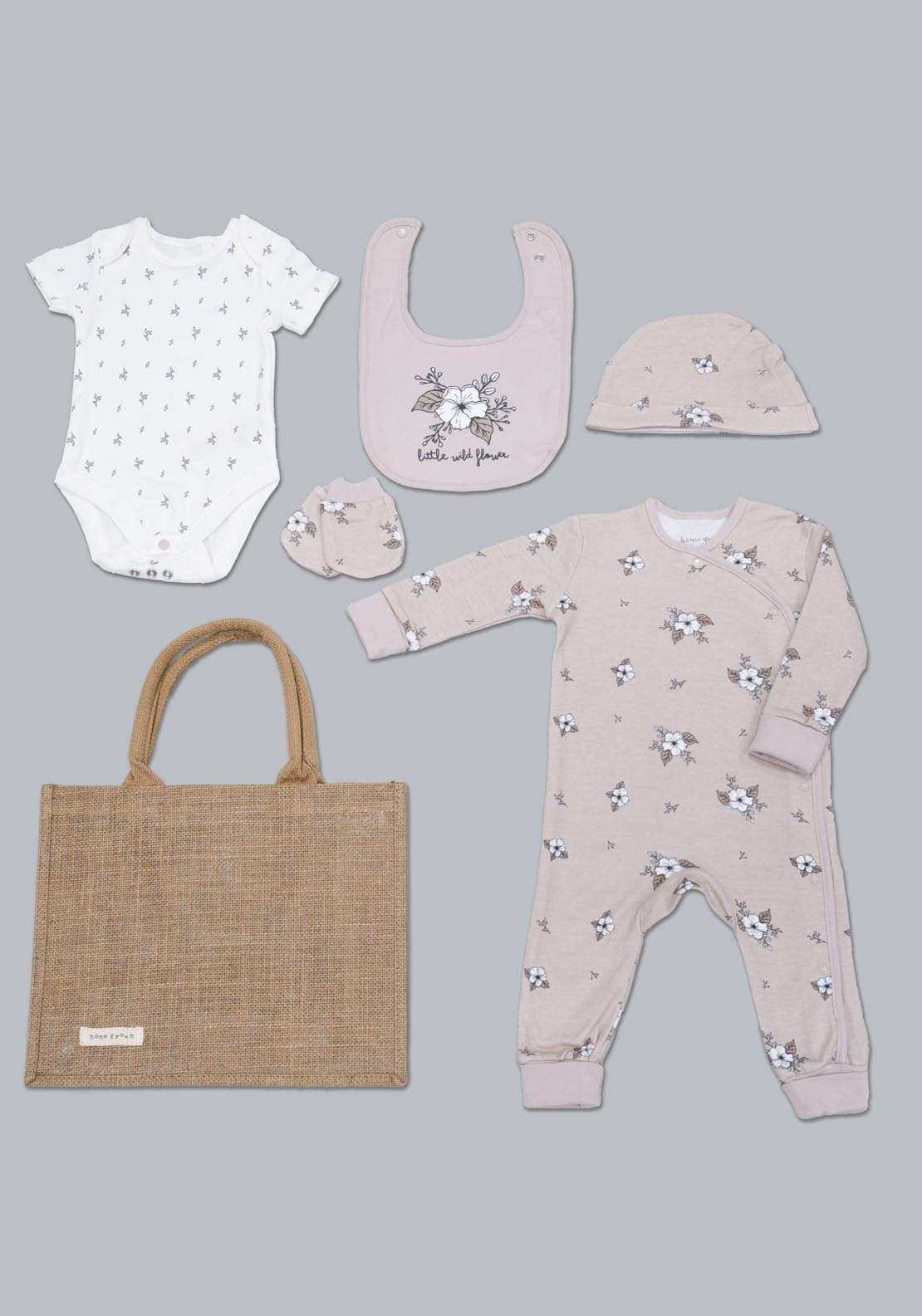 Jainco Homegrown Baby Printed Gift Set 5 Piece - Beige 1 Shaws Department Stores