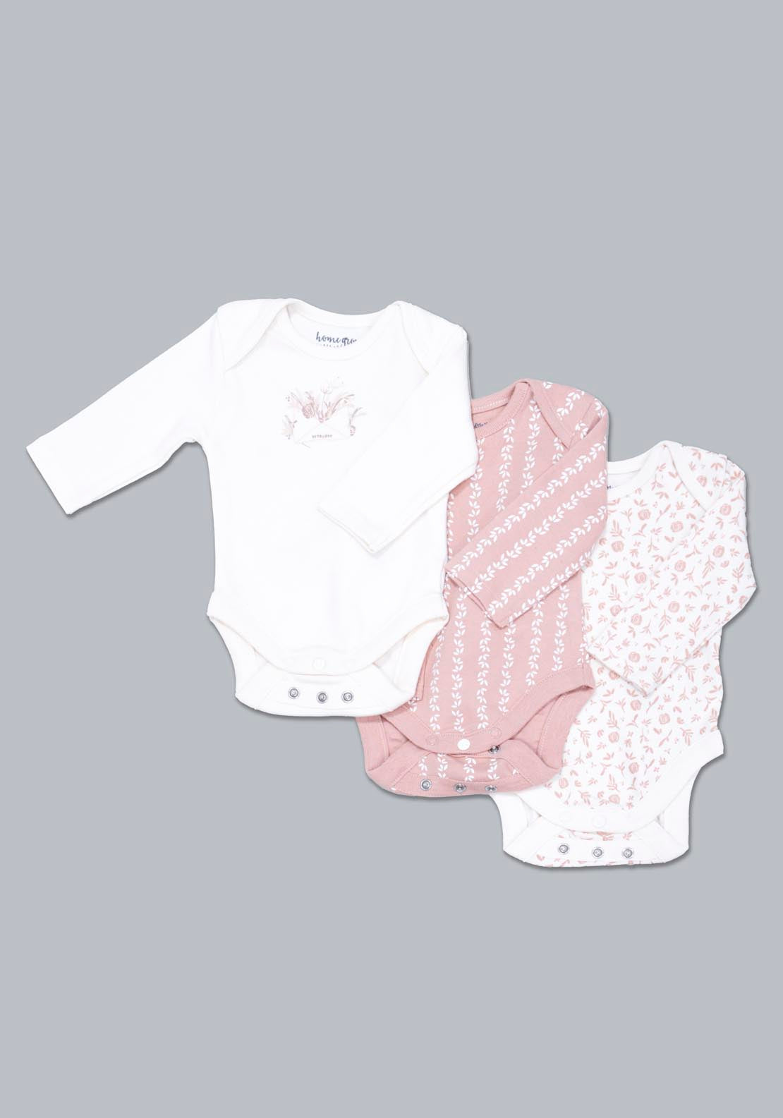 Jainco Homegrown 3 Pack of Long Sleeve Vests - Pink 1 Shaws Department Stores