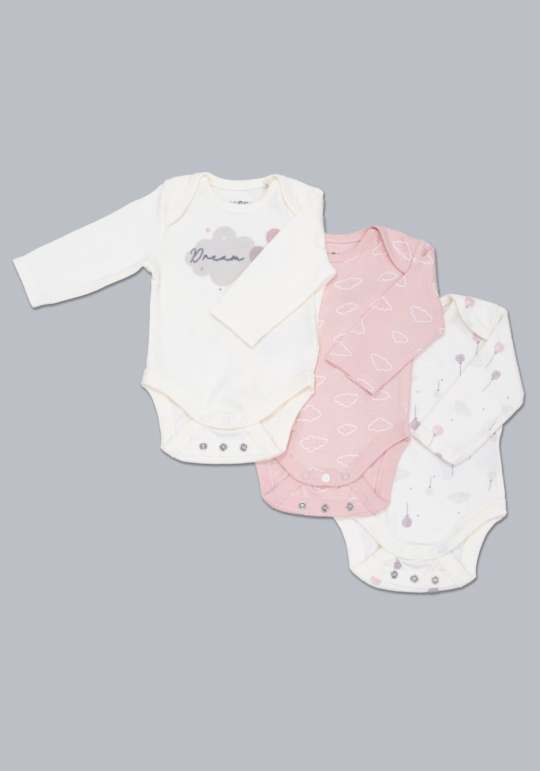 Jainco Homegrown 3 Pack of Long Sleeve Vests - Pink 1 Shaws Department Stores