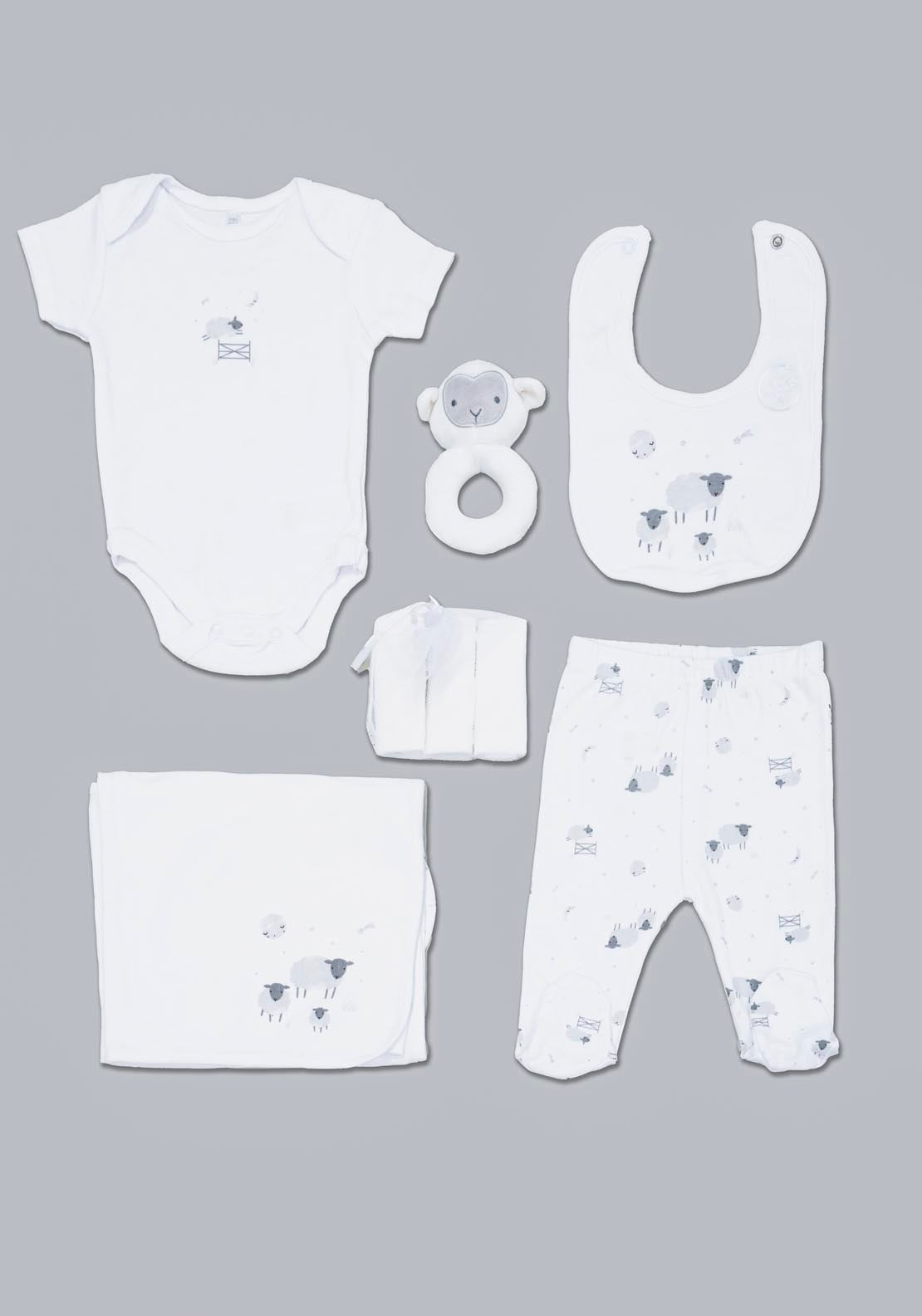 Jainco Rock-A-Bye Baby Boutique 100% Cotton Sheep 8 Piece Layette Set - White 1 Shaws Department Stores