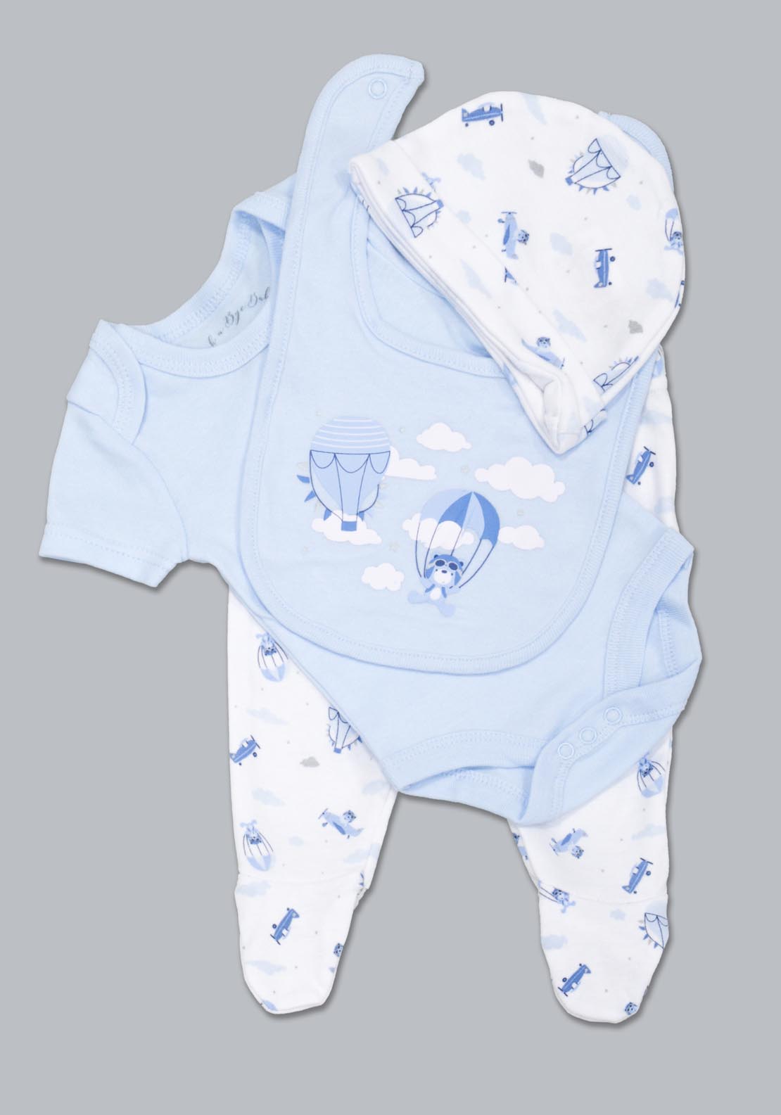 Jainco Rock-A-Bye Baby Boutique 100% Cotton 6 Piece Aeroplane Print Layette Set - Blue 2 Shaws Department Stores