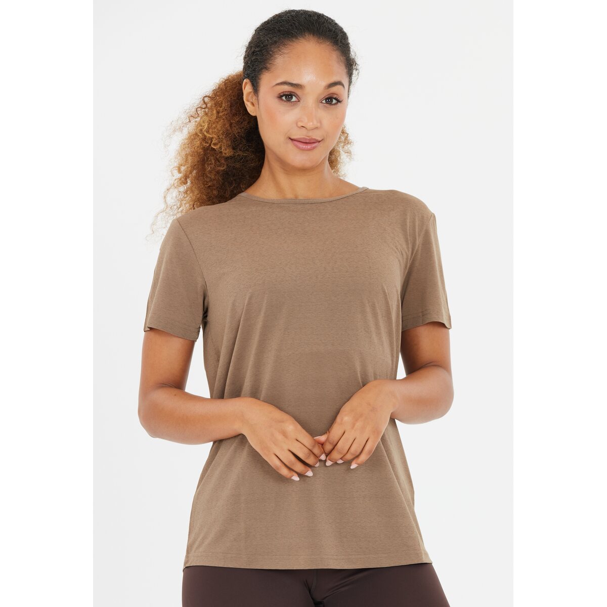 Athlecia Lizzy With Slub Short Sleeve Tee - Walnut 1 Shaws Department Stores