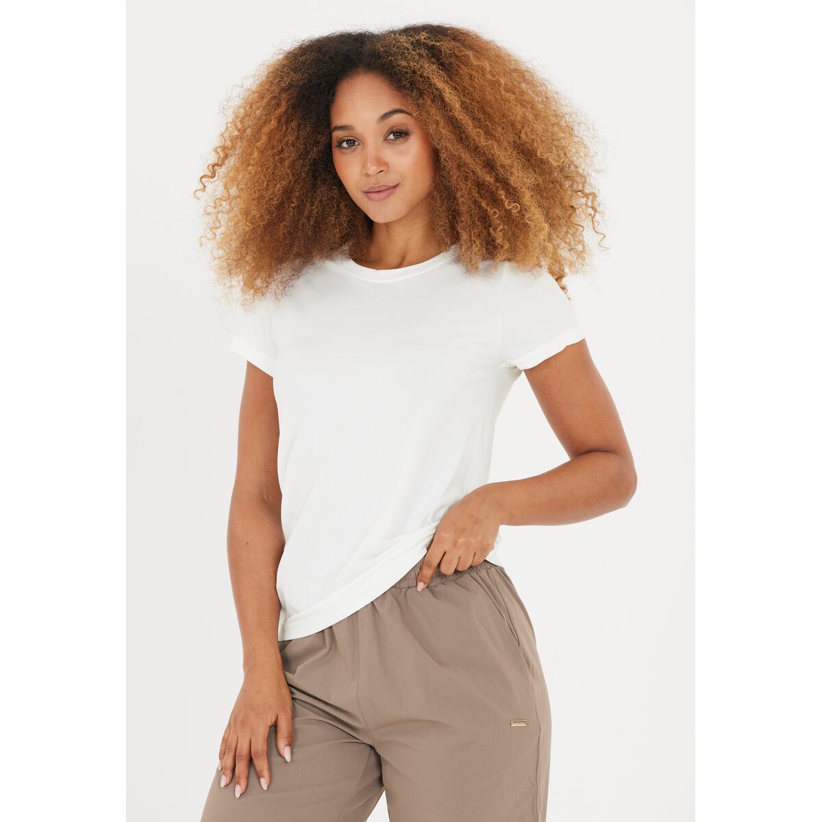 Athlecia Julee Womenswear Loose Fit Seamless Tee - White 1 Shaws Department Stores