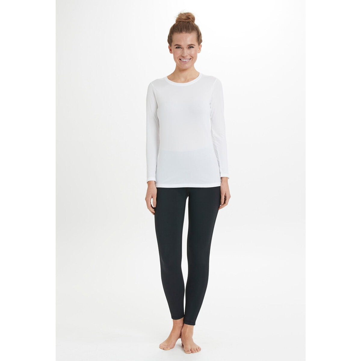 Athlecia Julee Womenswear Loose Fit Long Sleeve Seamless Tee - White 3 Shaws Department Stores