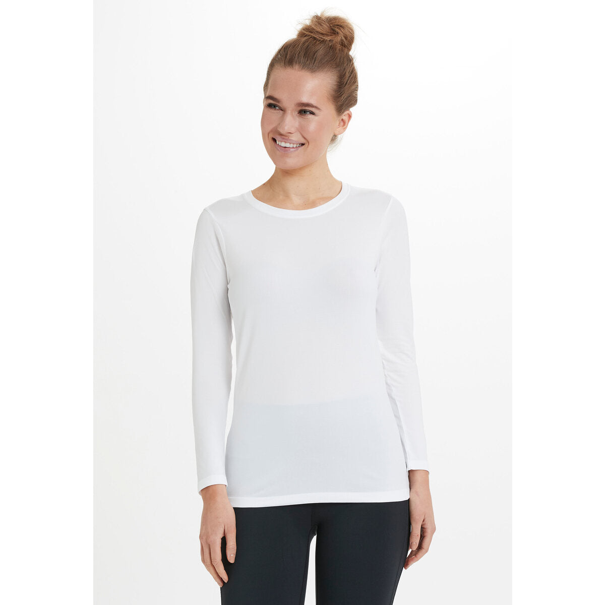Athlecia Julee Womenswear Loose Fit Long Sleeve Seamless Tee - White 1 Shaws Department Stores