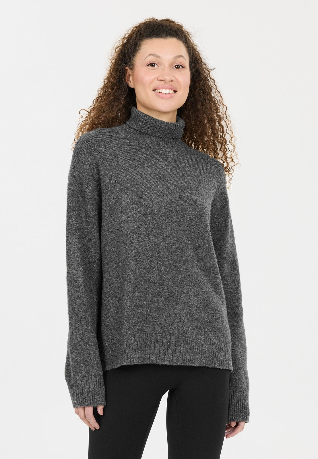 Athlecia Daviana Knitted High Neck - Grey Melange 1 Shaws Department Stores