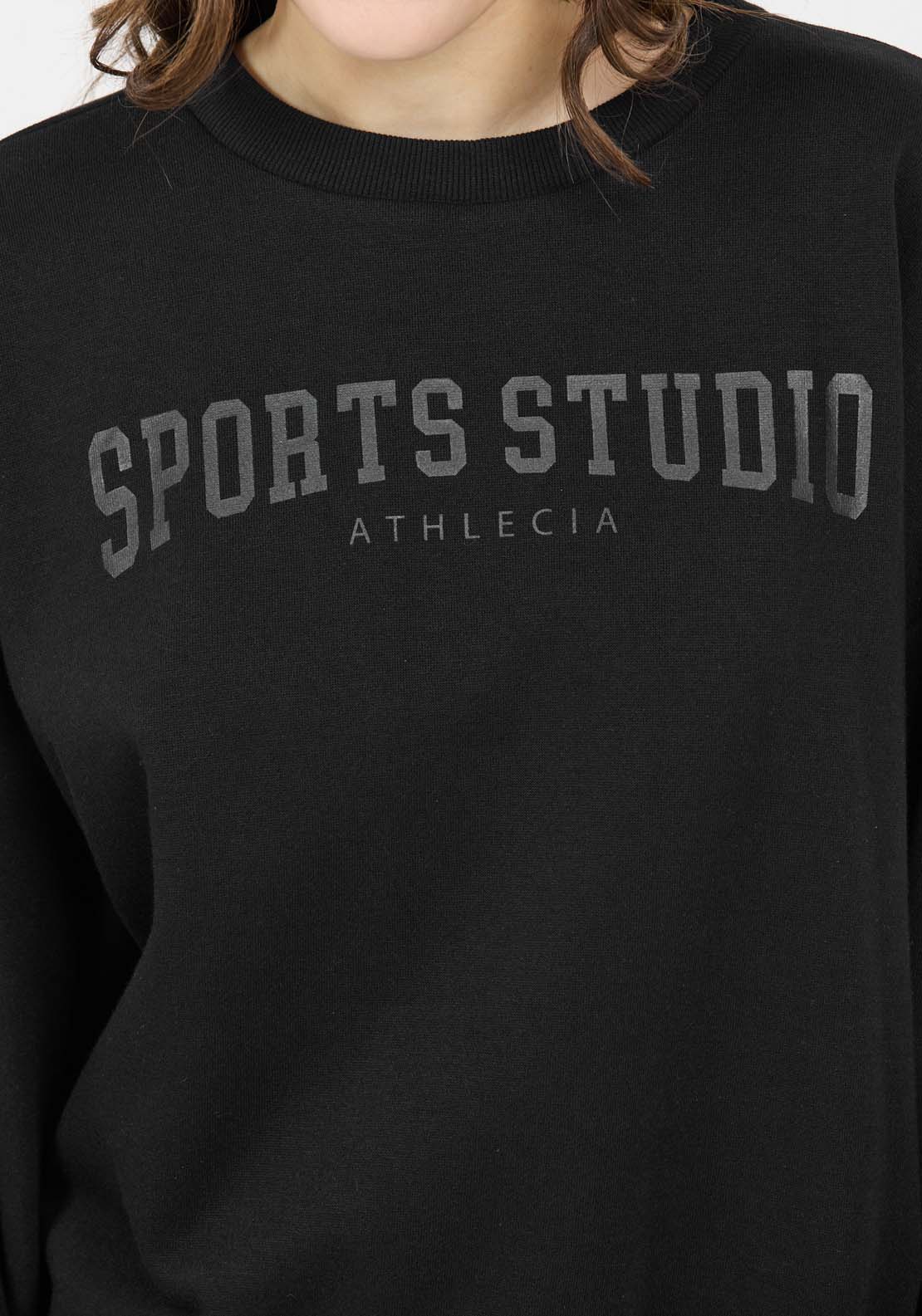 Athlecia Giannis Sweatshirt With Crew Neck - Black 5 Shaws Department Stores