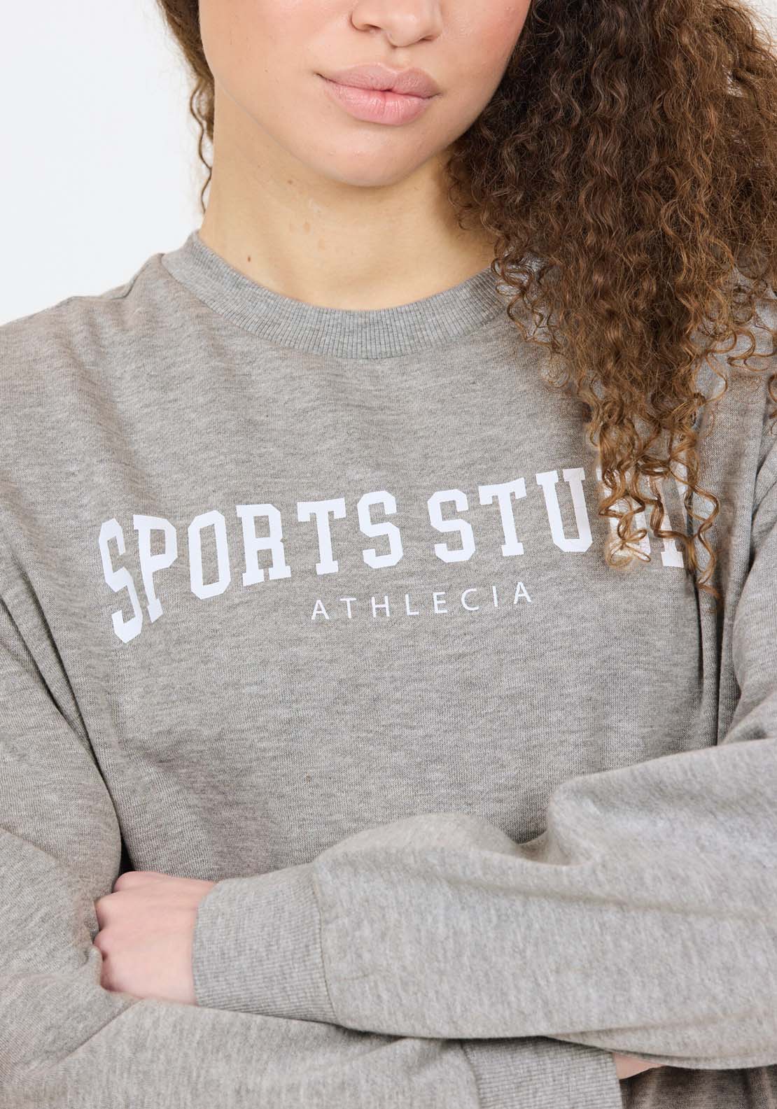 Athlecia Giannis Sweatshirt With Crew Neck - Light Grey Melange 3 Shaws Department Stores