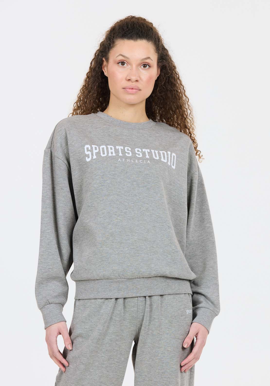 Athlecia Giannis Sweatshirt With Crew Neck - Light Grey Melange 1 Shaws Department Stores