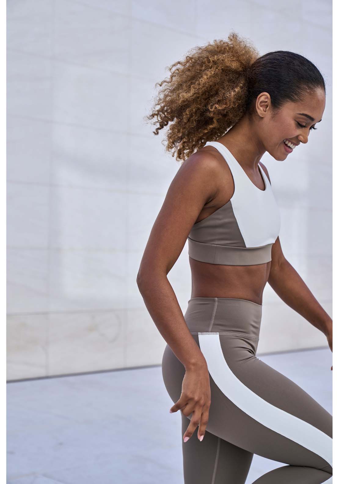 Athlecia Lris Colour Block Bra - Walnut 2 Shaws Department Stores