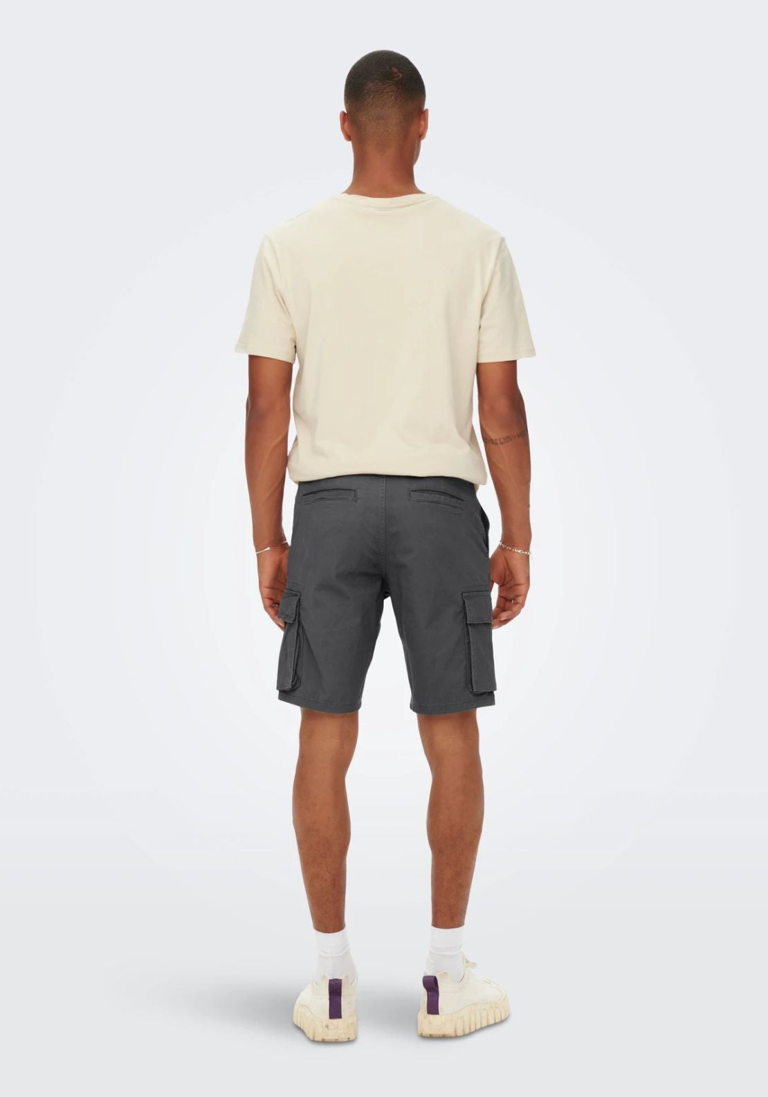 Only &amp; Sons Cam Regular Fit Shorts - Grey Pinstripe 2 Shaws Department Stores
