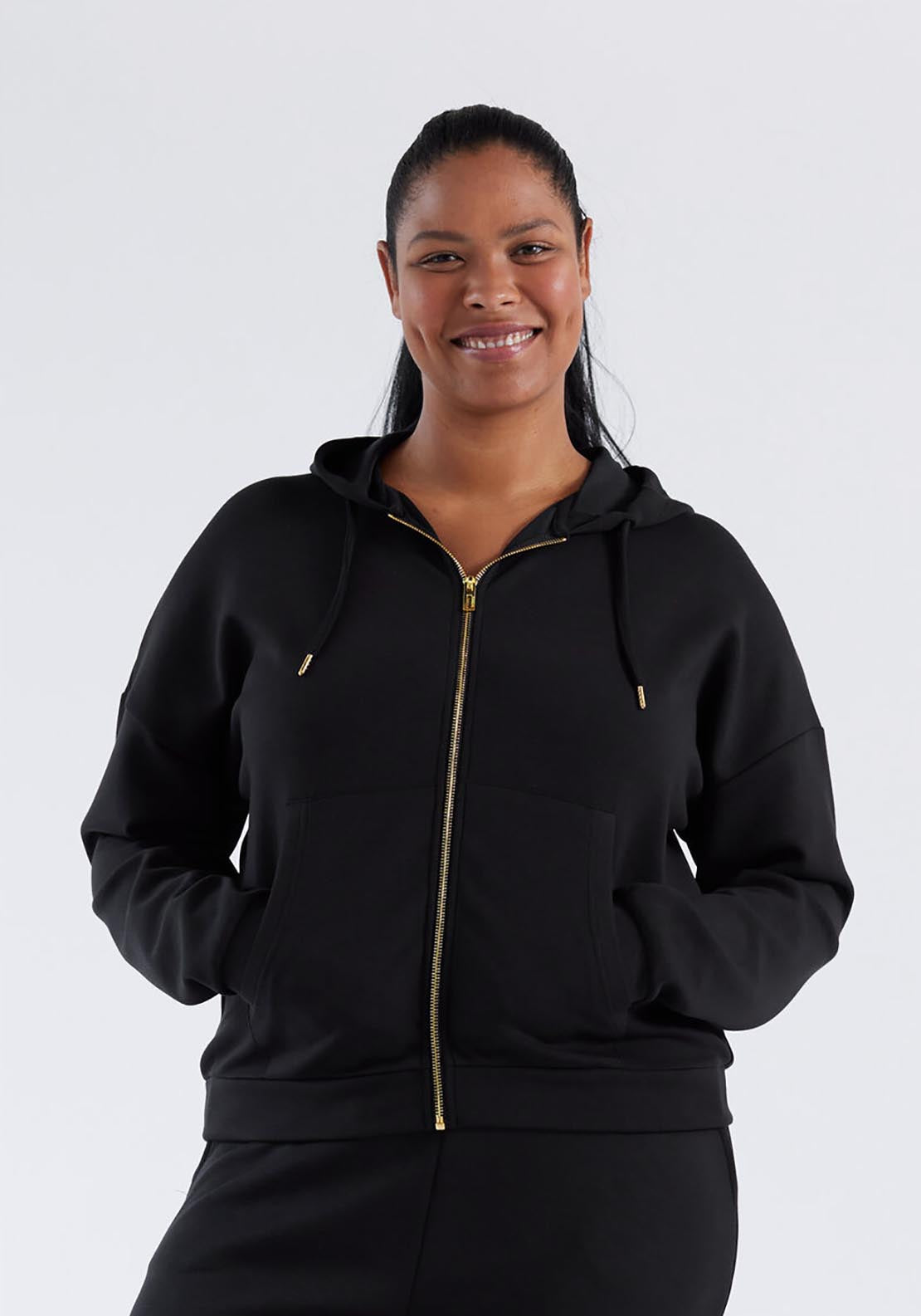 Q Tiamo Womens Hoodie Full Zip - Black 3 Shaws Department Stores