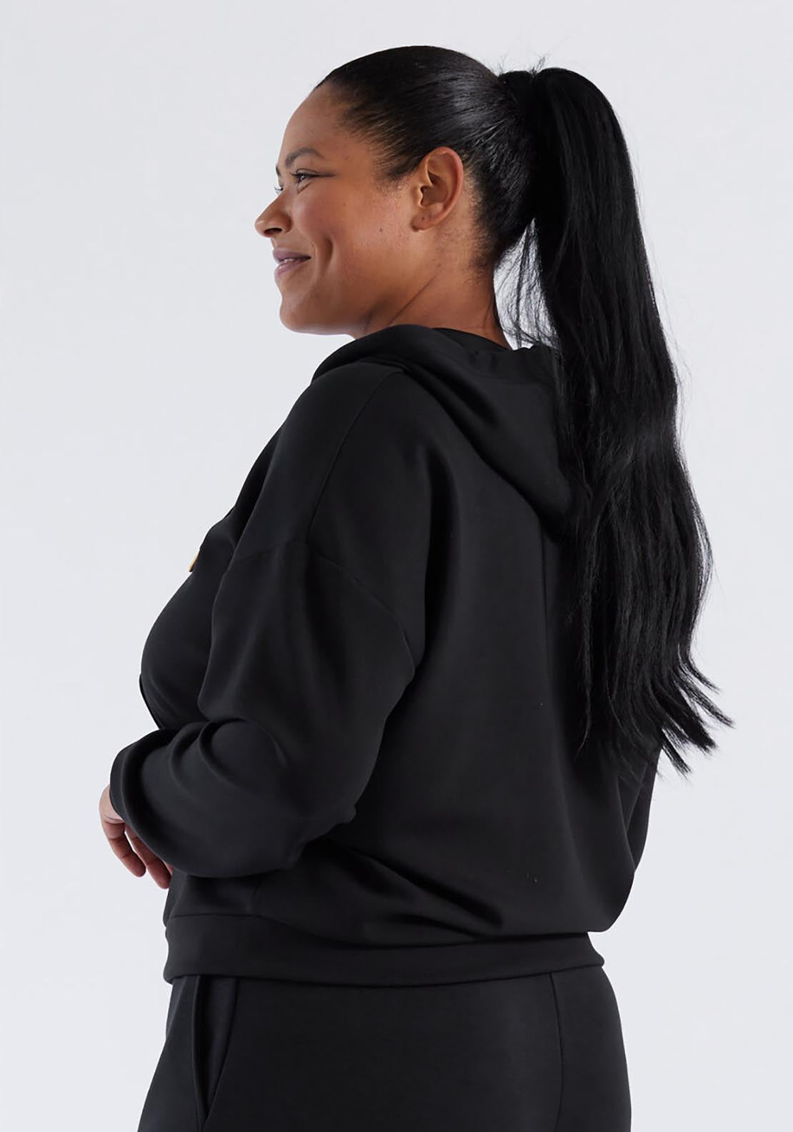 Q Tiamo Womens Hoodie Full Zip - Black 4 Shaws Department Stores