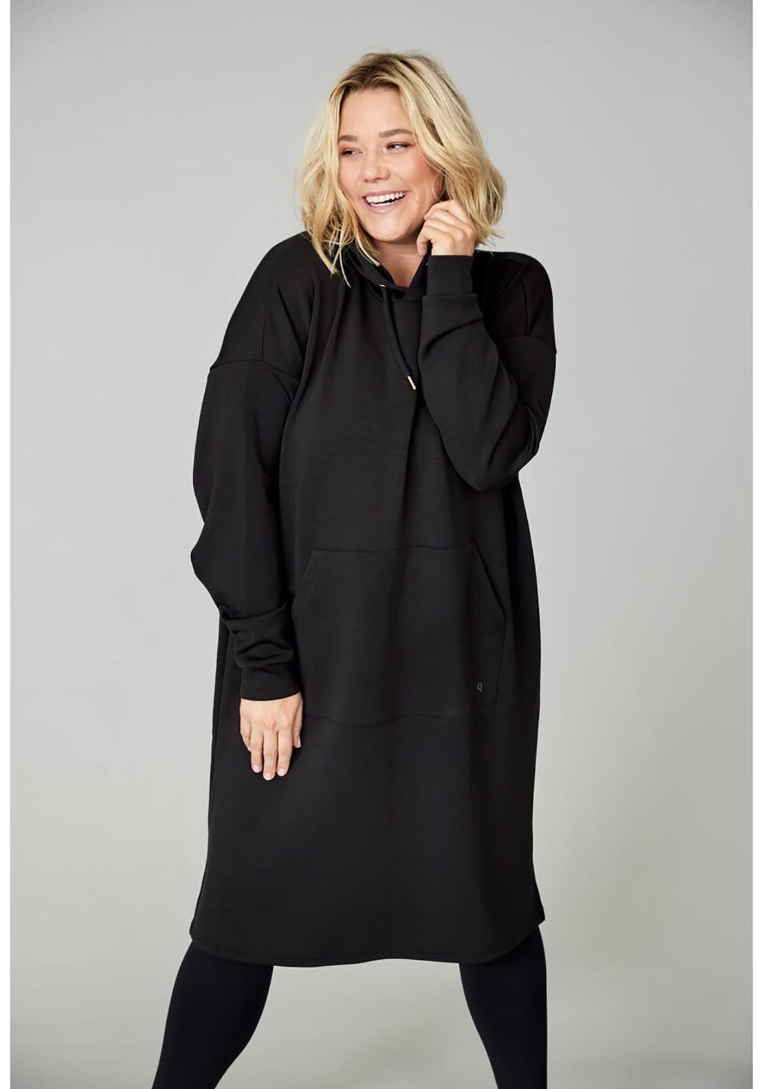 Q Womenseat Hoodie Dress - Black 1 Shaws Department Stores