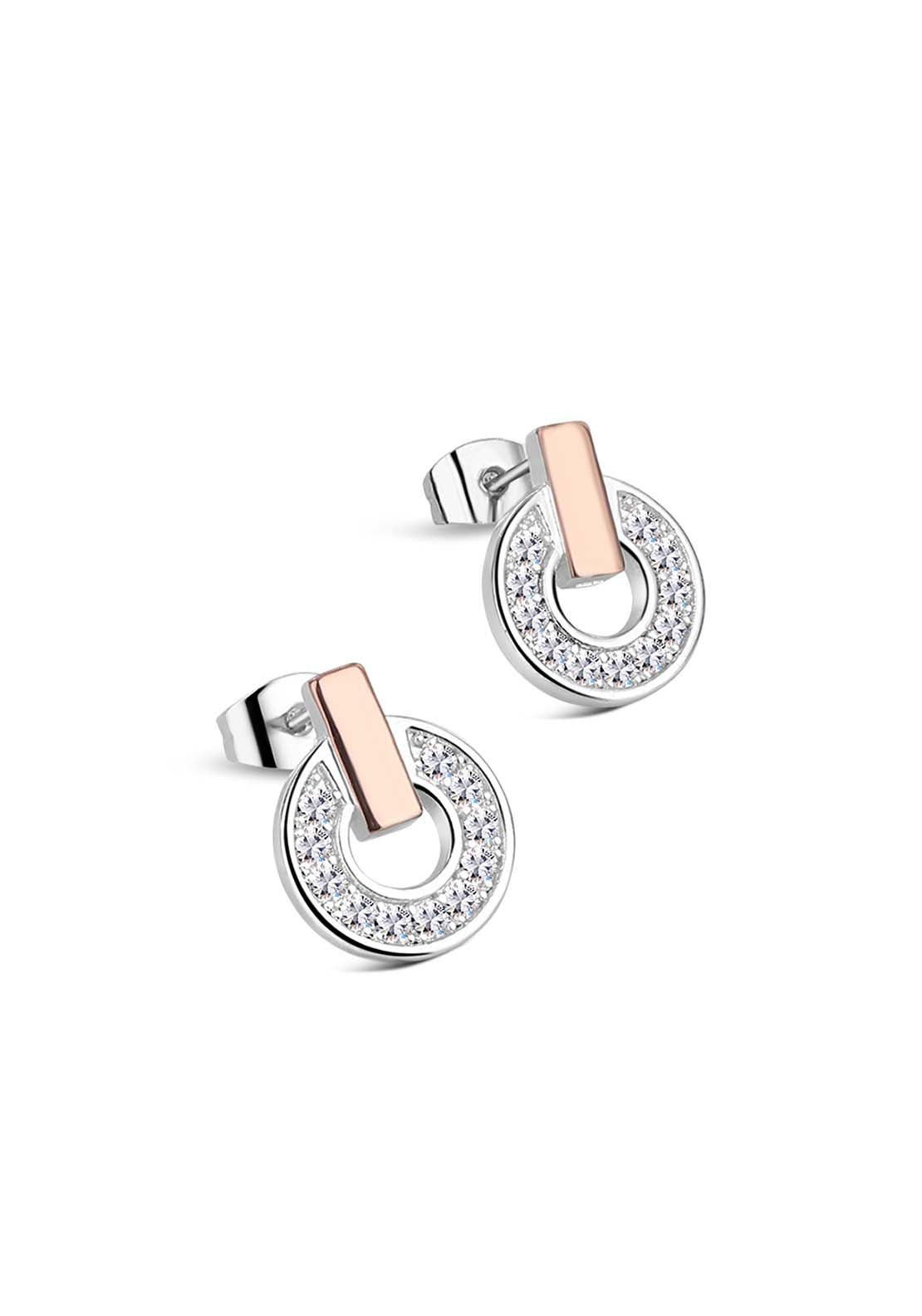 Silver Rosegold Plated Earring - Silver