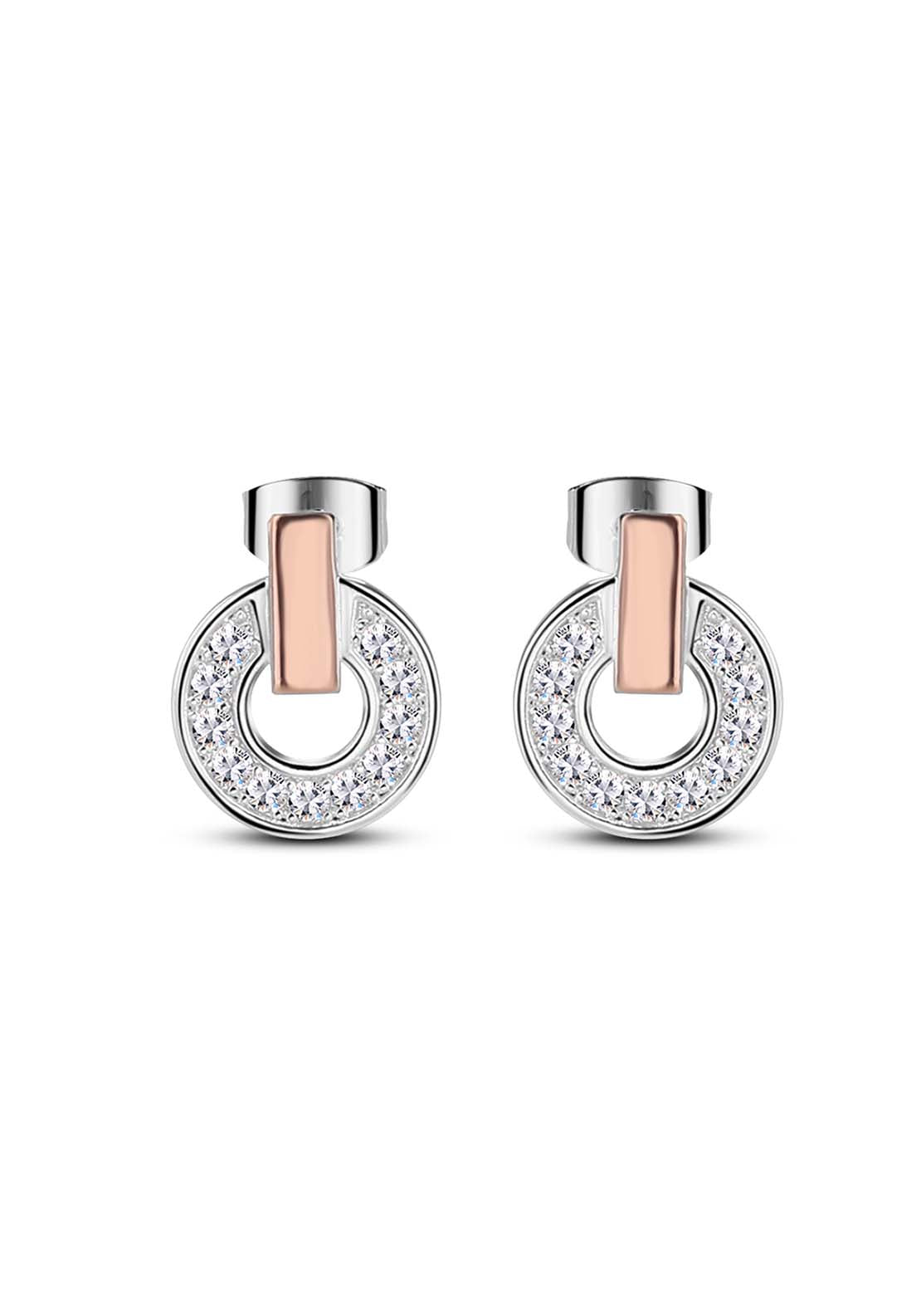 Silver Rosegold Plated Earring - Silver