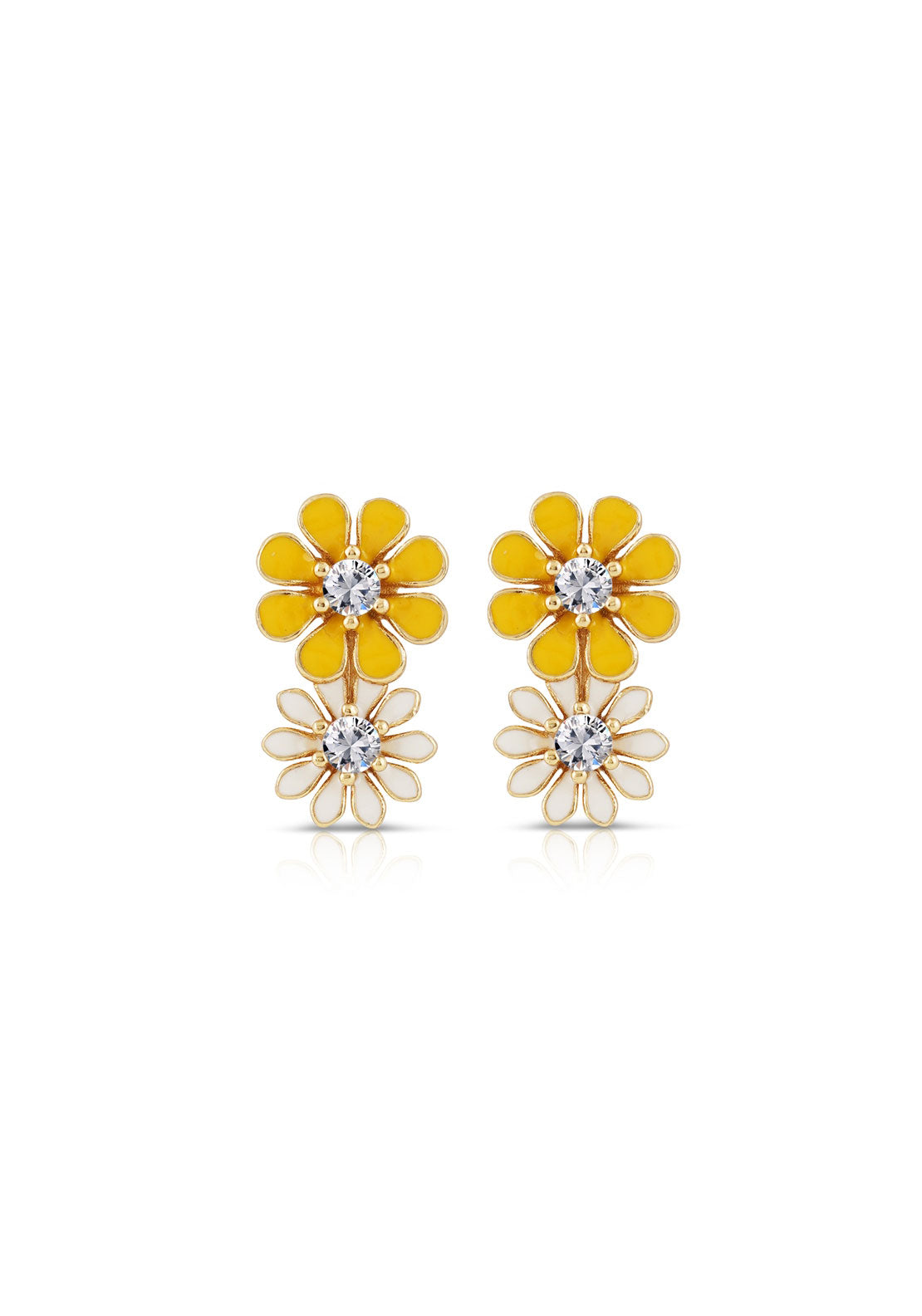 Newbridge Jewellery Yellow &amp; white Floral Earrings - Gold 1 Shaws Department Stores