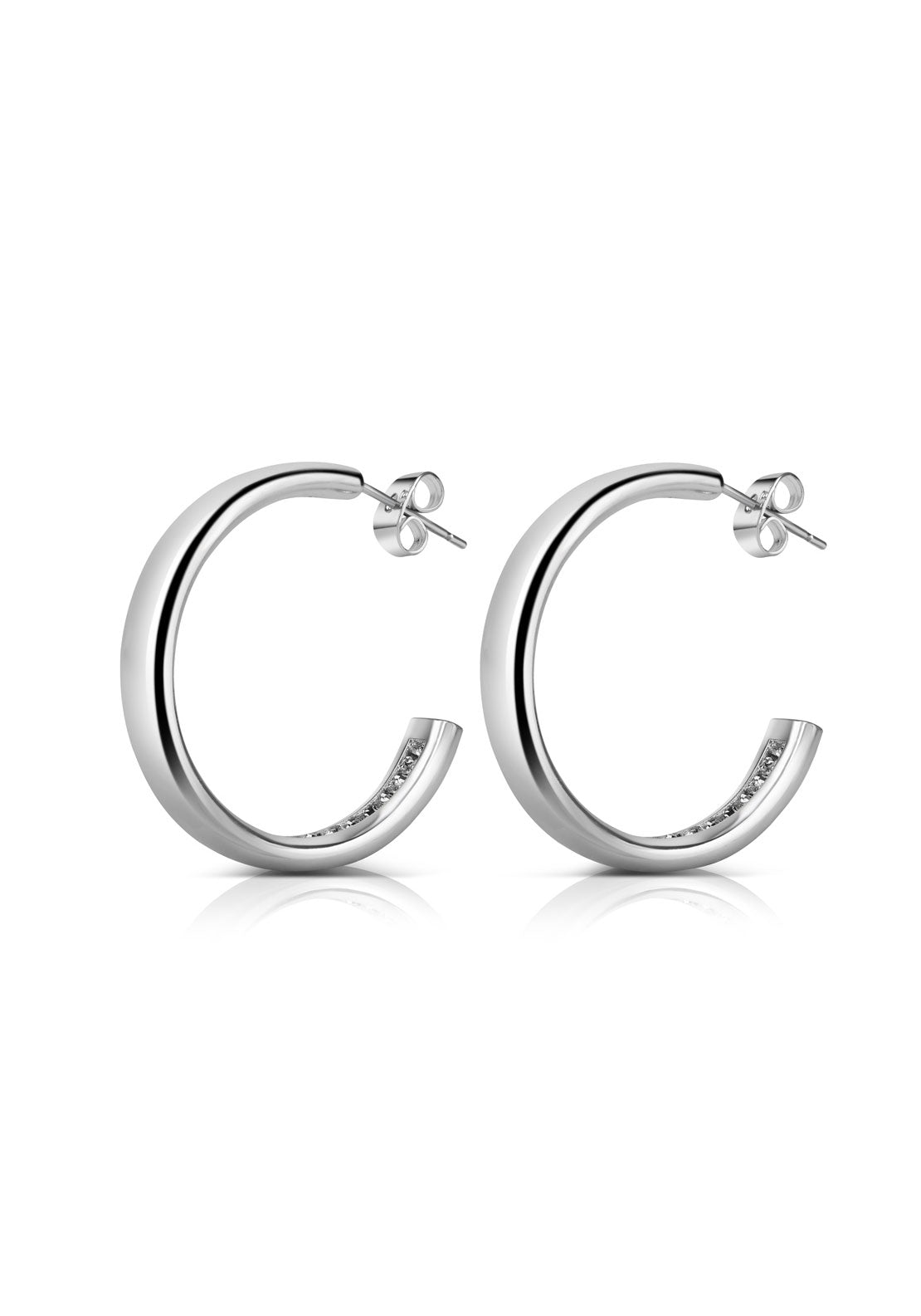 Newbridge Jewellery Forever Young Hoops Inner Clear Stone - Silver 1 Shaws Department Stores