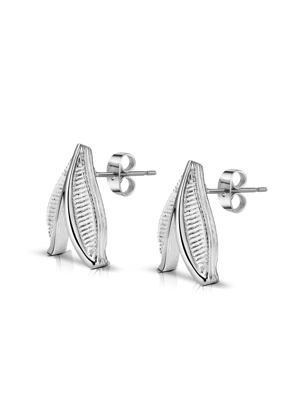 Newbridge Jewellery Studio Line Leaf Stud Earrings - Silver 1 Shaws Department Stores