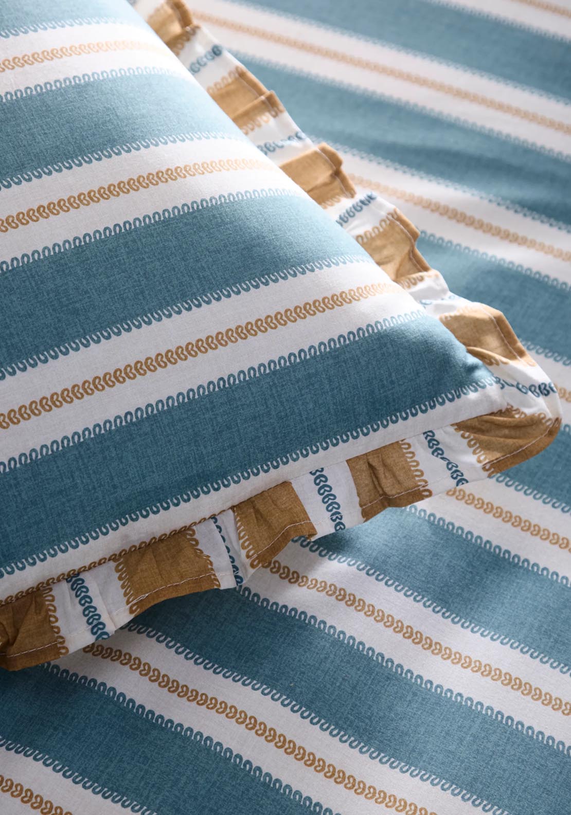 Heather &amp; Ferne Lois Stripe Duvet Cover Set - Blue 3 Shaws Department Stores